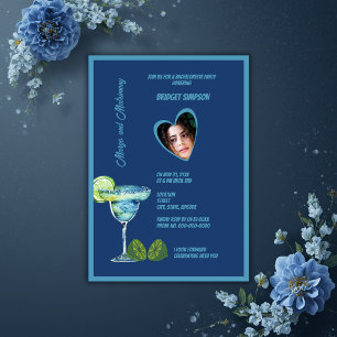 Blaue Bachelorette-Foto-Moore und Matrimonium-Part Einladung