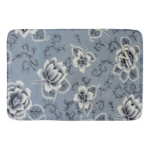 Blaue Bad-kolonialmatte des Blumen-Muster-|