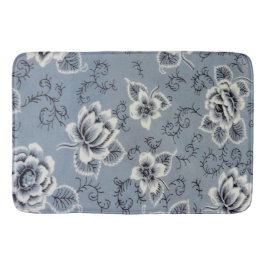 Blaue Bad-kolonialmatte des Blumen-Muster-| Badematte