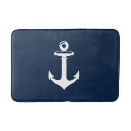 Blaue Badematte mit weißem Anker der Navy
