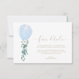Blaue Ballon-Baby-Shower-Feinheiten-Detailkarten Einladung