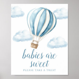 Blaue Ballon-Baby-Shower-Süße-Geschenke-Schilder Poster