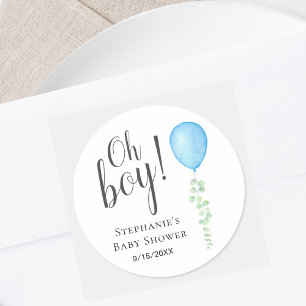 Blaue Ballon-Eukalyptus-Baby-Party Runder Aufkleber