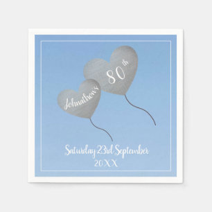 Blaue Ballonserviette zum 80. Geburtstag Serviette