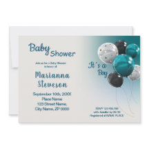 BLAUE BALLOONS BABY SHOWER BOY EINLADUNG