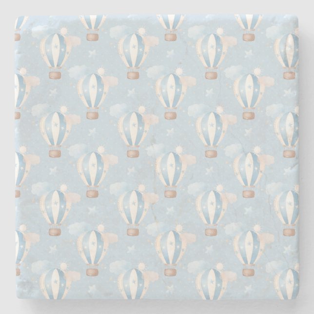 Blaue Balloons Muster Steinuntersetzer (Vorderseite)