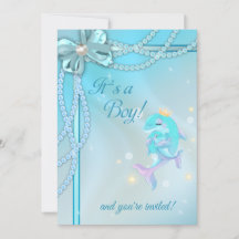 Blaue Bänder Spitze Perlen Delphin Junge Baby Show