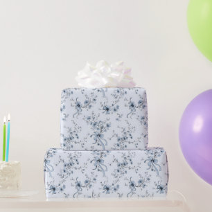 Blaue Bänder und Schleifen Toile Coquette Muster  Geschenkpapier
