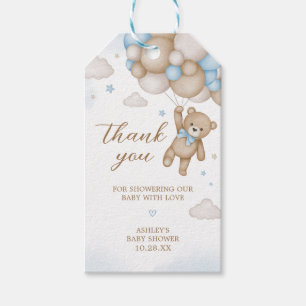 Blaue Bär-Ballon-Babyshower-Geschenkanhänger Geschenkanhänger