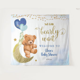 Blaue Bär Luftballon Babyparty-Schild-Tapete Wandteppich