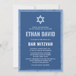 Blaue Bar mitzvah-Einladungen mit rauer Grenze Einladung