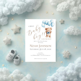 Blaue Bären-Baby-Party-Einladung für Jungen Einladung