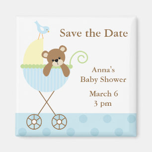 Blaue Bärn-Baby-Dusche Save the Date Magnet