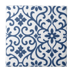 Blaue Barock-Blütenpracht Alte-Welt-Charm Fliese