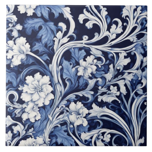blaue Barockfliese Fliese (Vorderseite)