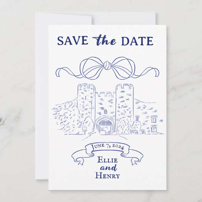 Blaue Barockkirche Burg Foto Save the Date Einladu Einladung (Vorderseite)