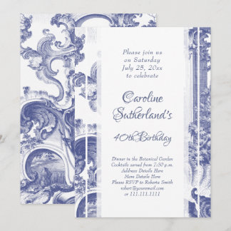 Blaue Barockstadt Geburtstagsparty Einladung