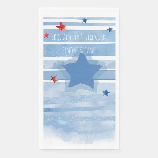 Blaue Bars mit Splash und Stars Serviette (Vorderseite)