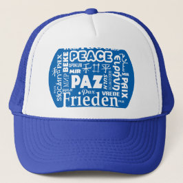 Blaue Baseballmütze, mehrsprachige Friedensworte Truckerkappe