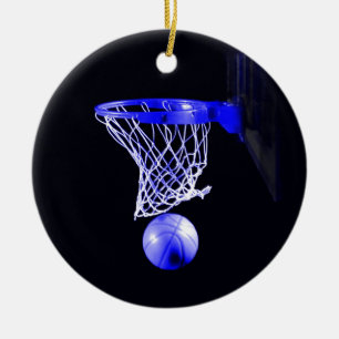 Blaue Basketball-Weihnachtsdekorationen Keramik Ornament