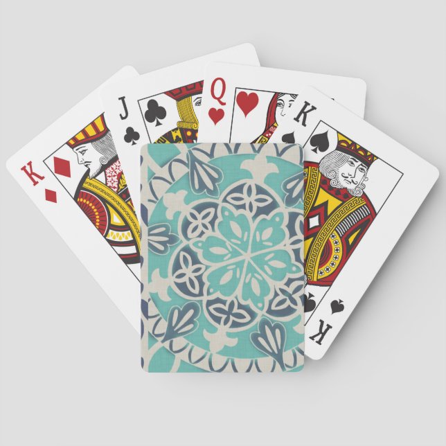 Blaue Batik-Fliese I Spielkarten (Rückseite)
