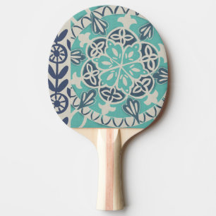 Blaue Batik-Fliese I Tischtennis Schläger