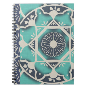 Blaue Batik-Fliese II Notizblock