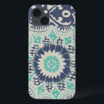 Blaue Batik-Fliese III iPhone 13 Hülle<br><div class="desc">Mit Blumen</div>