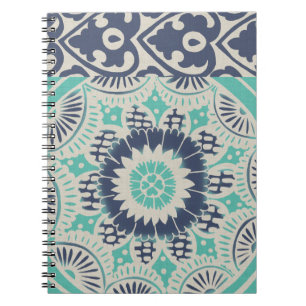 Blaue Batik-Fliese III Notizblock