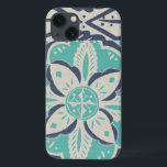 Blaue Batik-Fliese IV Case-Mate iPhone Hülle<br><div class="desc">Mit Blumen</div>
