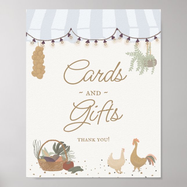 Blaue Bauern Markt Frische Karten und Geschenke Poster (Vorne)