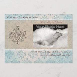 Blaue Baum-Baby-Geburtsmitteilung Ankündigung