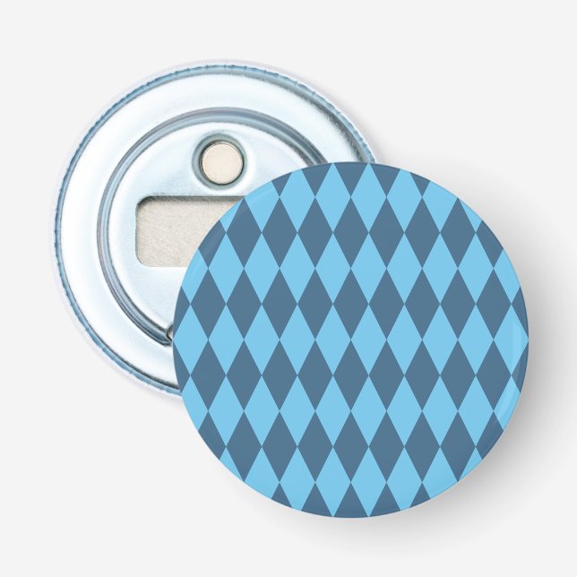 Blaue Bavaria Rhombus-Flaggenmuster Flaschenöffner (Vorderseite)