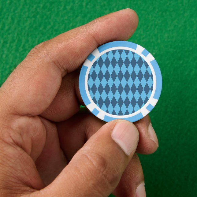Blaue Bavaria Rhombus-Flaggenmuster Pokerchips (Hand)