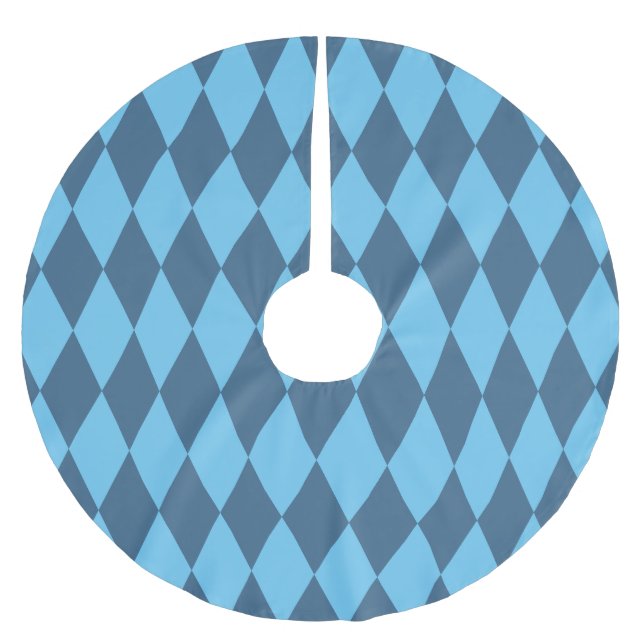 Blaue Bavaria Rhombus-Flaggenmuster Polyester Weihnachtsbaumdecke (Vorderseite)