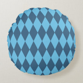 Blaue Bavaria Rhombus-Flaggenmuster Rundes Kissen