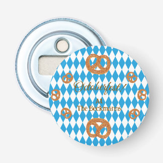 Blaue bayerische Oktoberfest-Brezeln personalisier Flaschenöffner