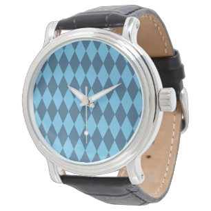 Blaue bayerische Raute-Flagge-Muster Armbanduhr