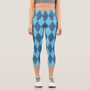 Blaue bayerische Raute-Flagge-Muster Capri Leggings