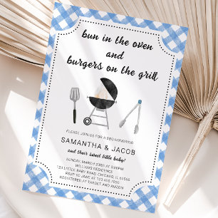 Blaue BBQ-Baby-Party Einladung