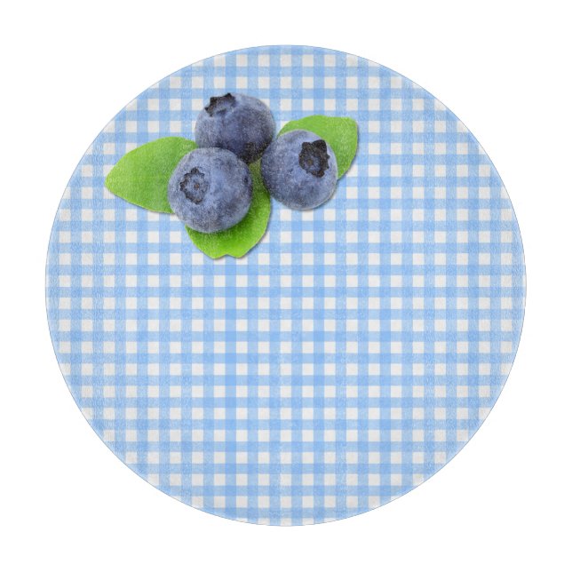 Blaue Beeren auf Gingham Schneidebrett (Vorderseite)