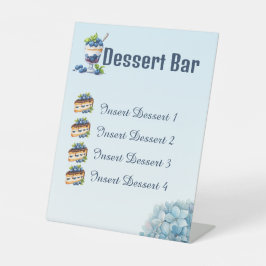Blaue Beeren, Hortensien-Wasserfarbenen Hochzeitsd Sockelschild