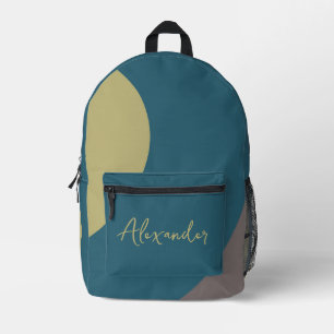 Blaue, beige und graue Wirbel Bedruckter Rucksack