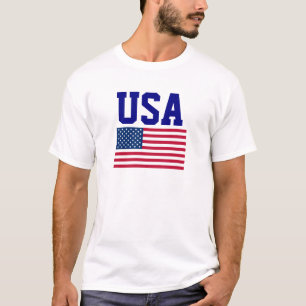 Blaue Benennungs-und USA-Flagge USA T-Shirt