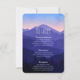 Blaue Berge Hochzeitdetails RSVP Karte