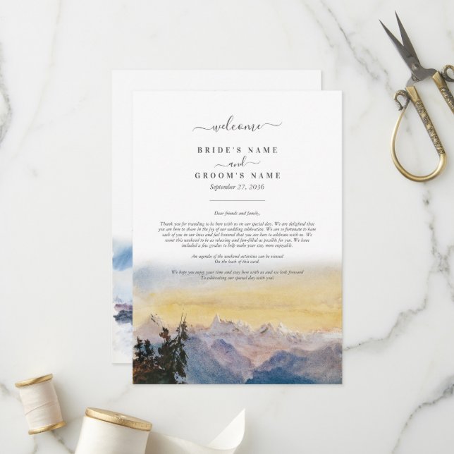 Blaue Berge Pine Hochzeitreise Programm (Vorderseite/Rückseite Beispiel)