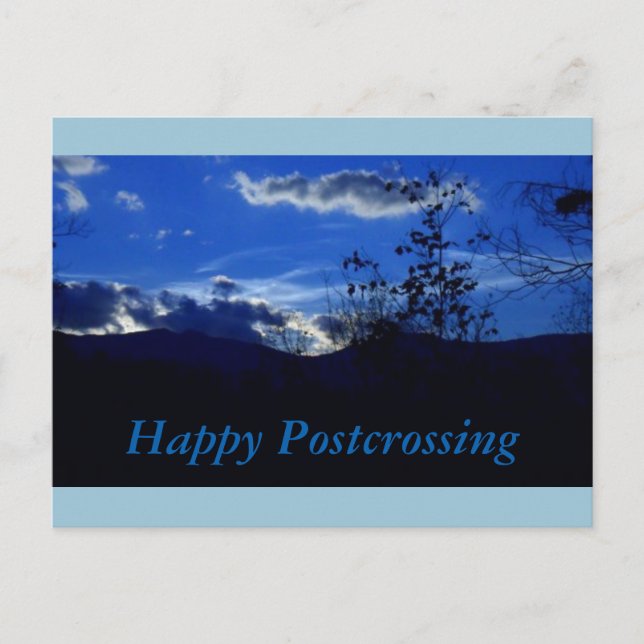 Blaue Berge Postübergang Postkarte (Vorderseite)