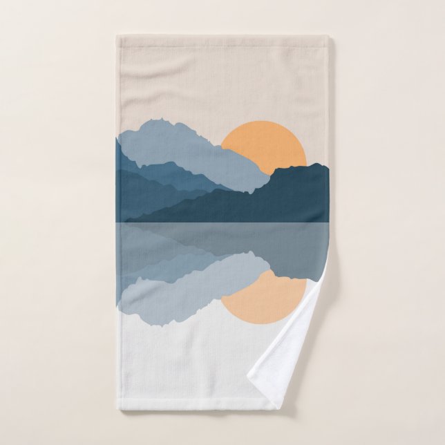 Blaue Berge reflektiert im See Badhandtuch Set (Handtuch)