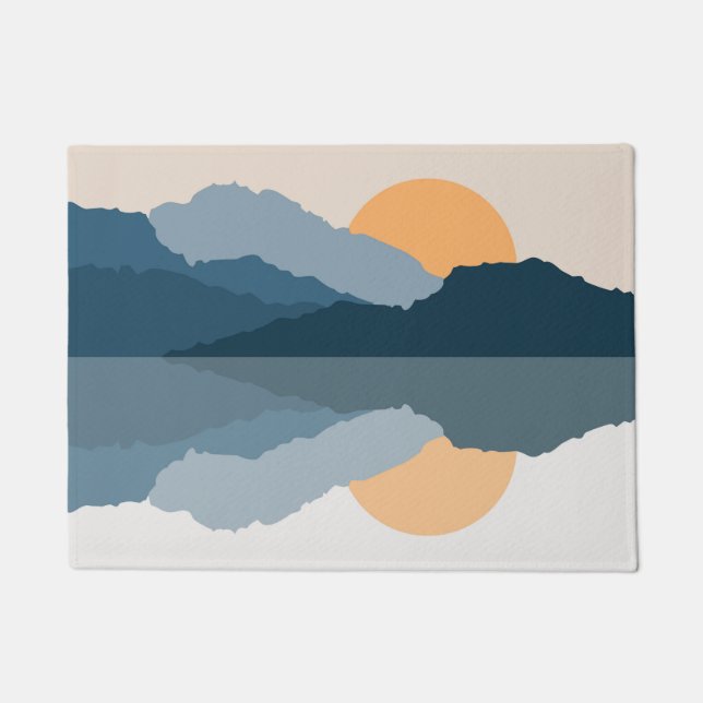 Blaue Berge reflektiert im See Fußmatte (Vorderseite)