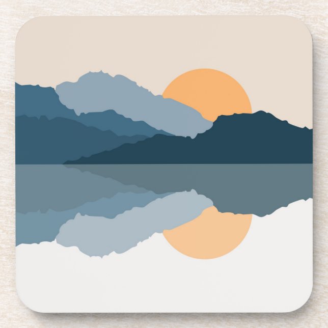 Blaue Berge reflektiert im See Getränkeuntersetzer (Vorderseite)